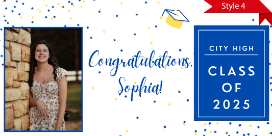 Custom 2025 Graduation Vinyl Banner – Horizontal 72x36 | Personalized Name, Photo & School