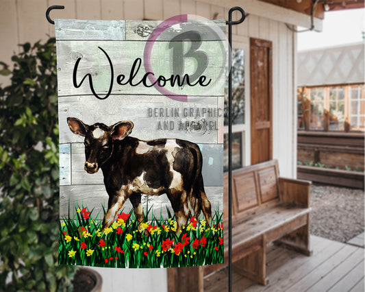 12x18 Inch Welcome with Calf Garden Flag