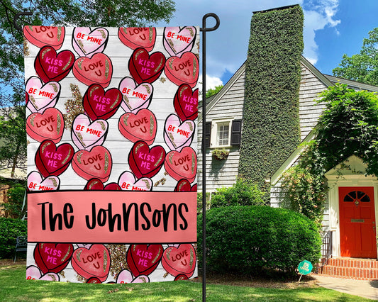 12x18 Inch Personalized Valentine Candy Hearts Garden Flag