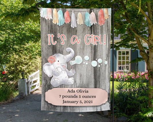 12x18 Inch Personalized It's a Girl Garden Flag