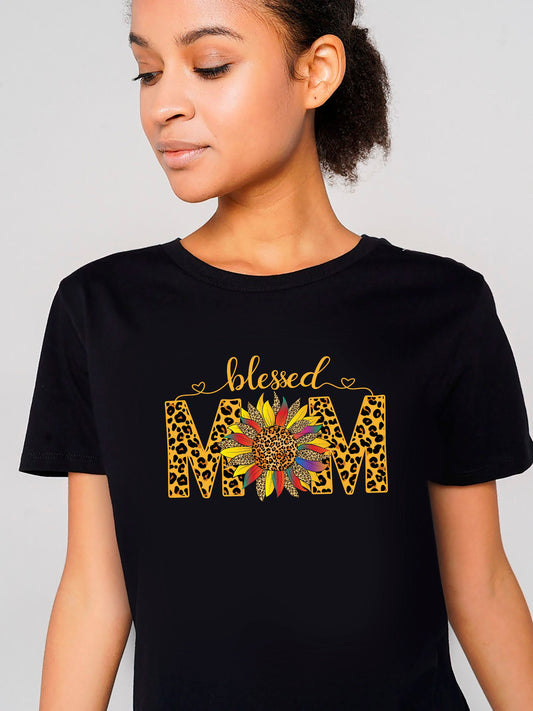 Blessed Mom Leopard Print Sunflower T-Shirt Unisex sizes S-2XL