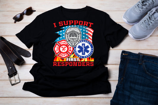 I Support First Responders T-Shirt Unisex sizes S-2XL