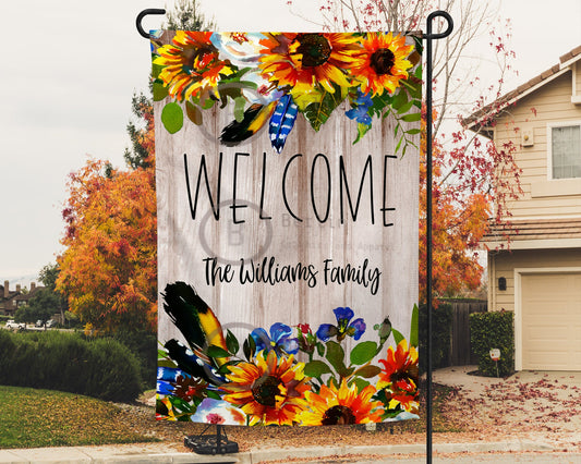 12x18 Inch Personalized Fall Sunflower Garden Flag